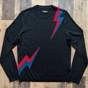 Zadig & Voltaire Kennedy Sweater Lightning Bolts Black XS Merino Wool